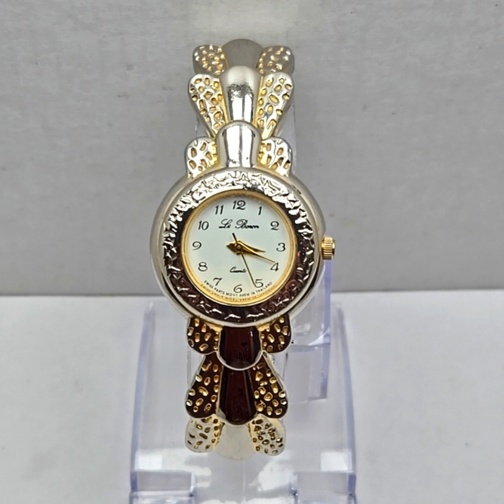 Womens Vintage Le Baron Watch Gold Silver Two Tone Art Deco New Battery